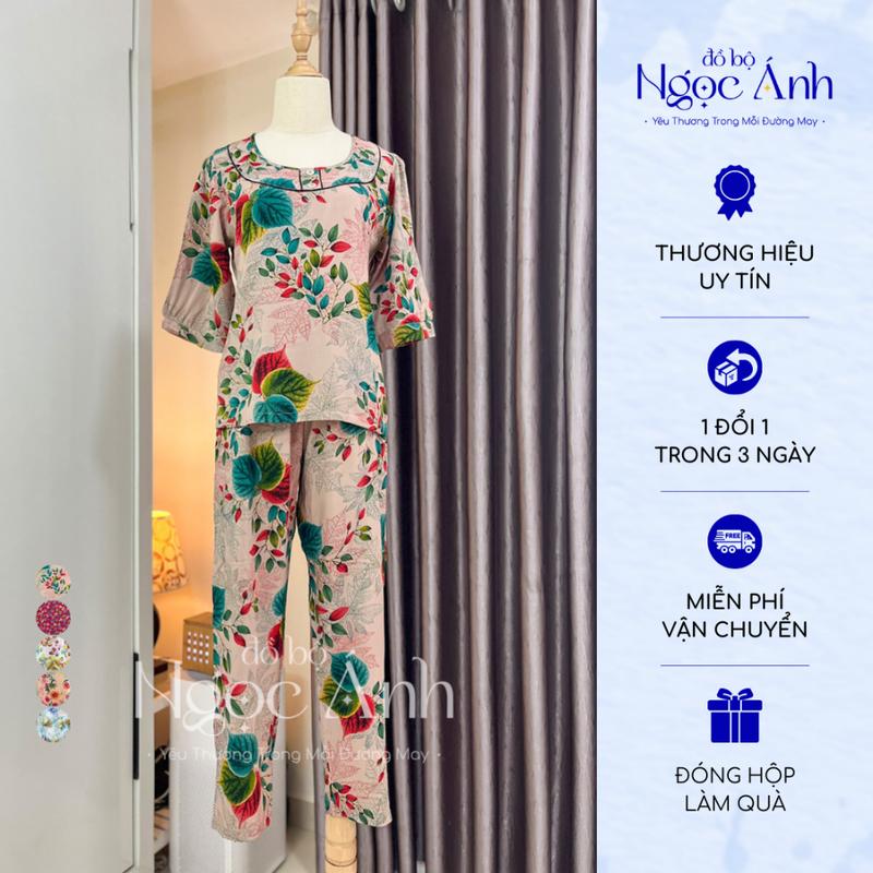 Đồ Bộ Nữ Quần Dài Cổ Đính Nút Chất Liệu Tole Hai Da Mềm Mịn Thoáng Mát Thấm Hút Tốt Sang Trọng Có Big Size (Mã TLQDTLNU)