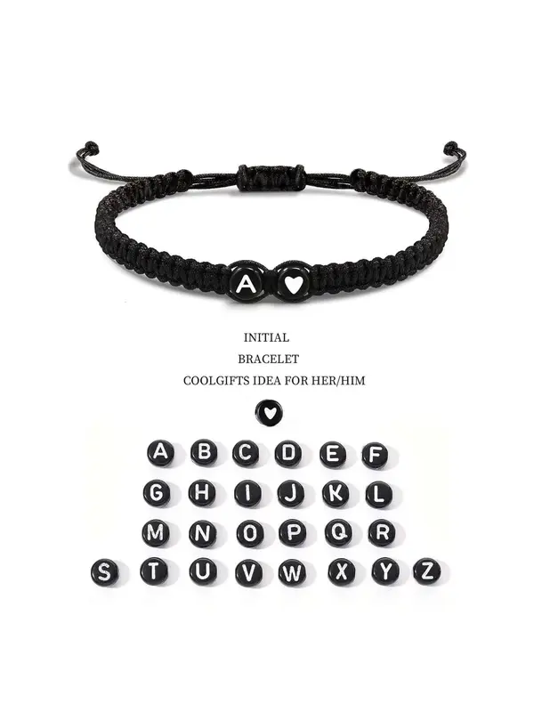 Unisex Minimalist Beaded Decor Braided Bracelet, Fashionable Letter Design Beaded Bracelet, Trendy All-match & Exquisite Jewelry for Birthday Gift 4