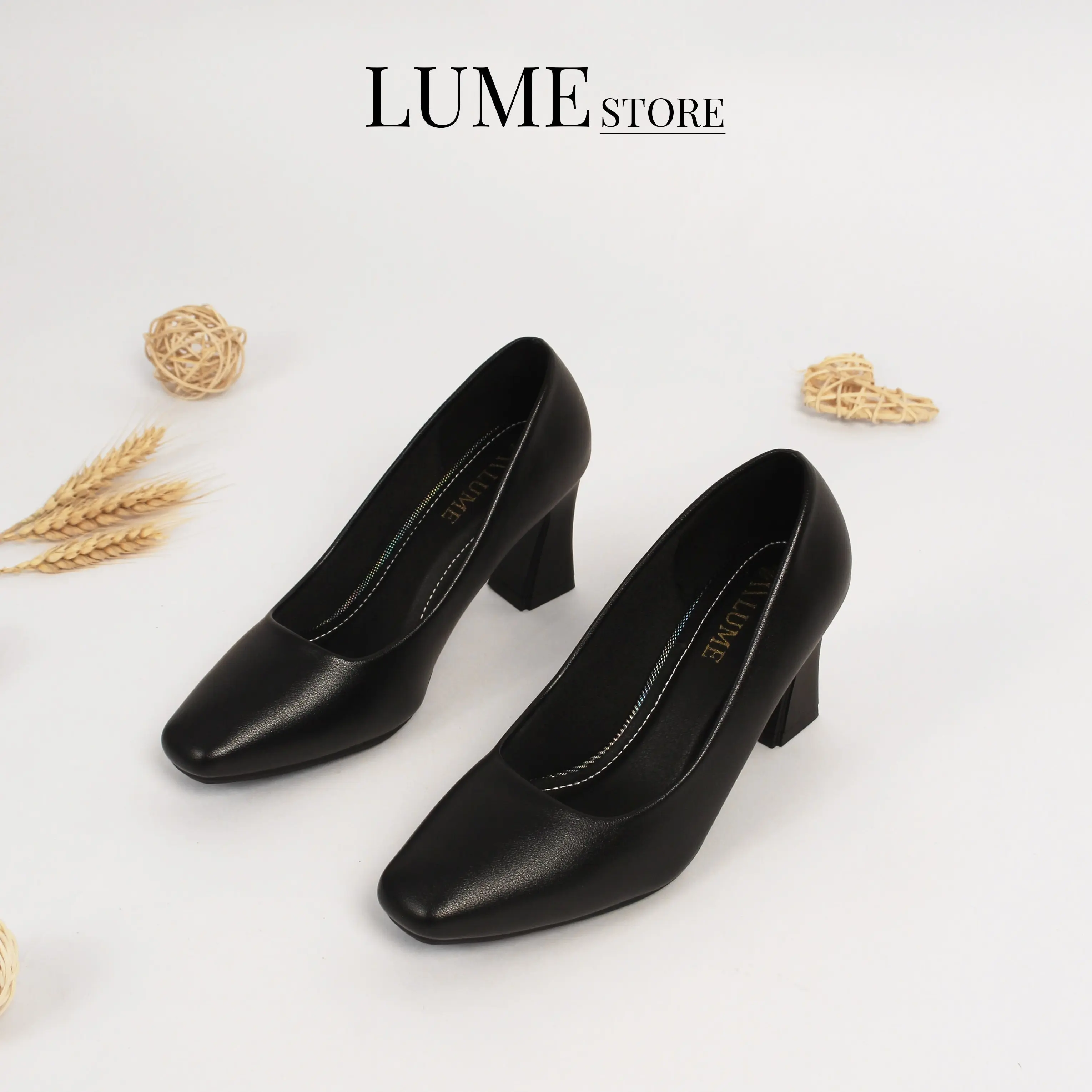 GIÀY CAO GÓT MŨI VUÔNG TRƠN, Cao 5p và 7p Sẵn Size 35-42, Đế Cao Su Non, Chống Trơn Trượt - Shoes giàycaogót guốcbệt mũivuông