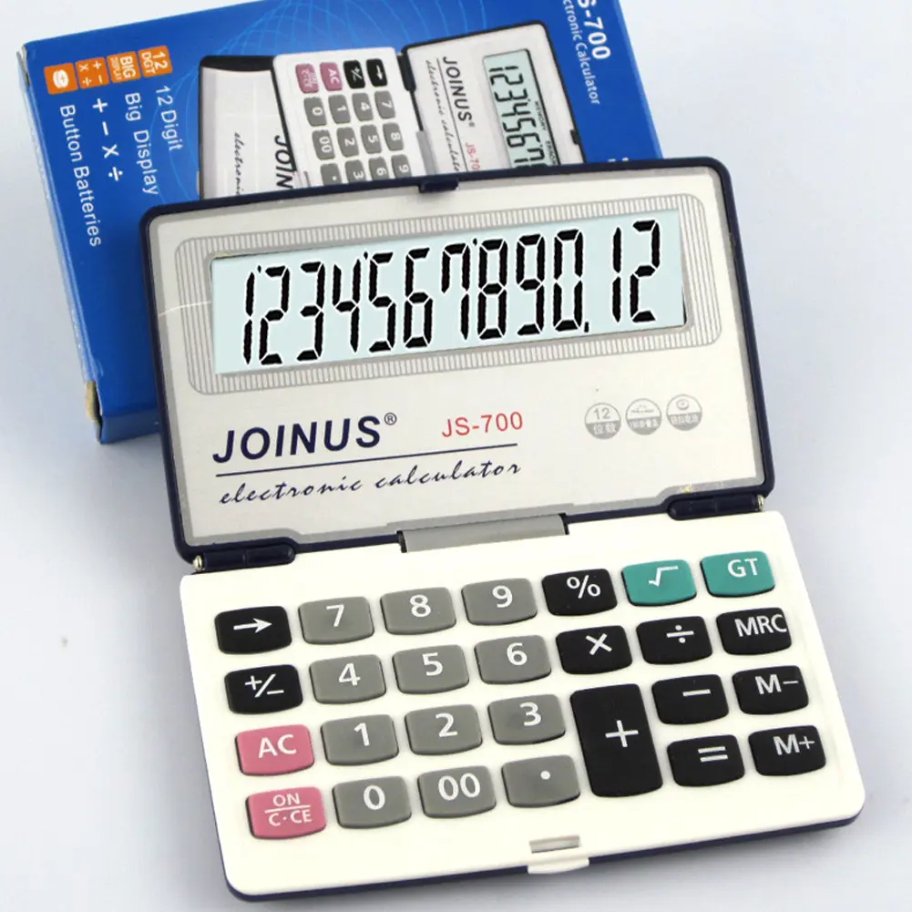 Folding Flip Calculator Large Screen Financial Office Calculator Mini Portable Electronic Calculator with Free Button Battery