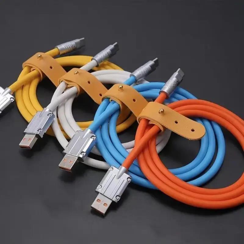 Universal Micro Super Fast Charging Cable Metal Zinc Alloy Liquid Silicone Android Micro Type C USB Phone Charger Data Cable Mobile Cellphone Smartphone Electronic 2