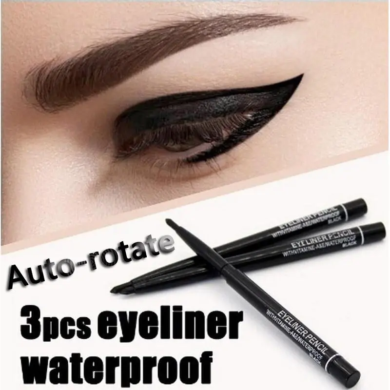 3pcs Makeup Rotary Retractable Waterproof Eye Liner Pen