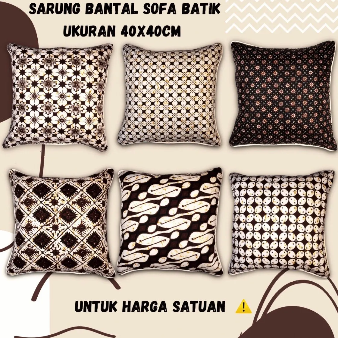Sarung bantal sofa batik 40x40cm
