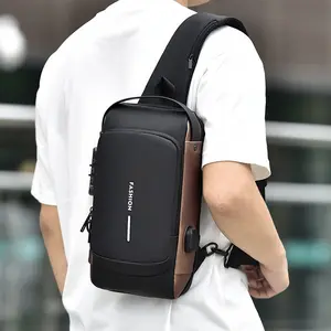 Leather Concept SHAMANBLACK Tas Selempang Pria Tas Pria Sling Bag Pria Charger USB SHAMAN hitam slingbag pinggang