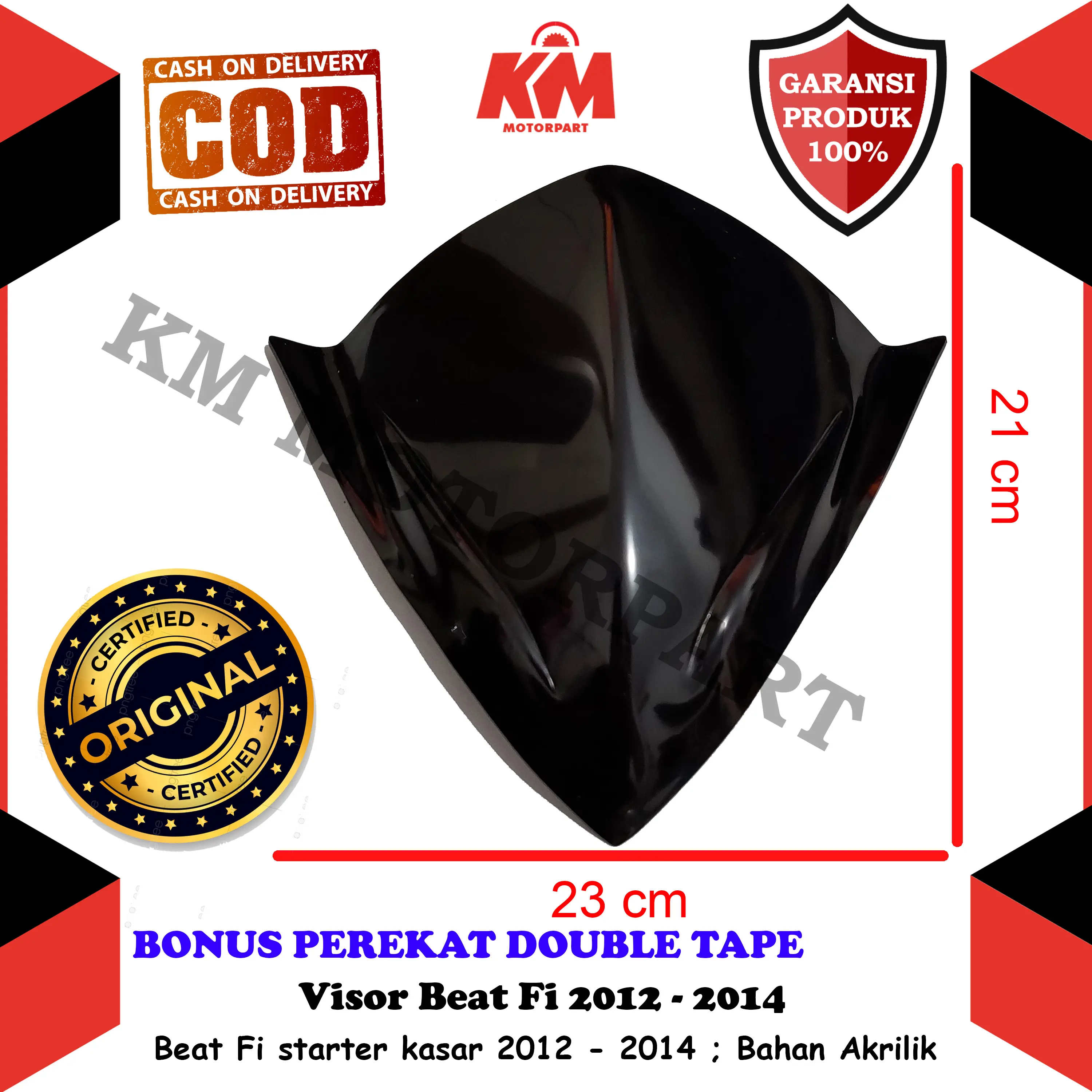 Visor Beat Fi Injeksi 2012 - 2014 Windshield Honda Beat Lama Injection Hitam Pekat