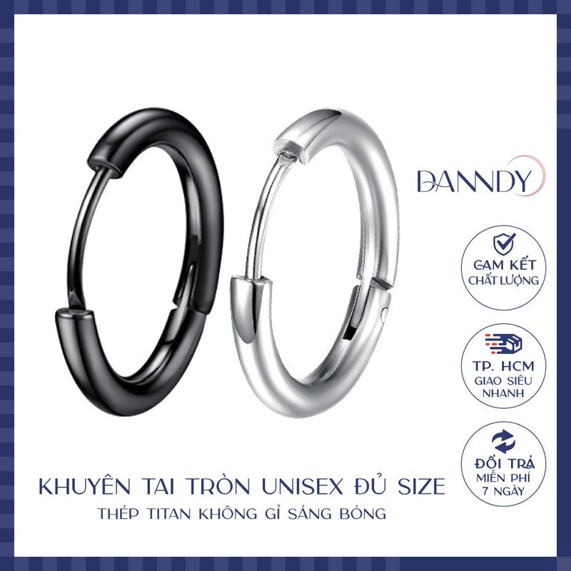  Khuyên Tai Tròn Unisex Cá Tính. Bông Tai Tròn Trơn. Hoa Tai Nam Đủ Size. Khuyên Tai Nam Thép Titan | Dandy 