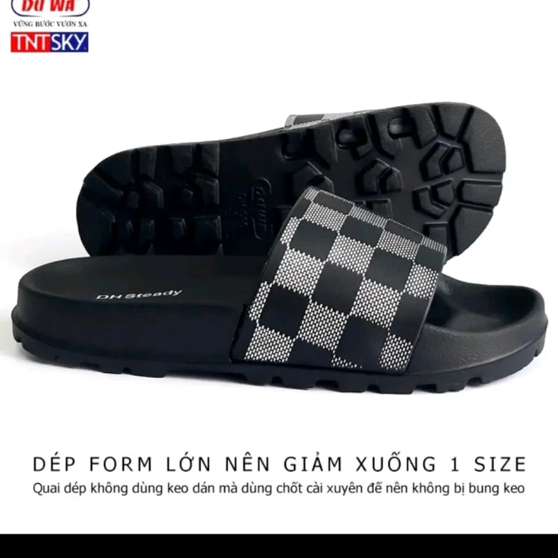 dép caro quai ngang nam nữ siêu nhẹ hàng DUWA chính hãng Đế Bằng 3