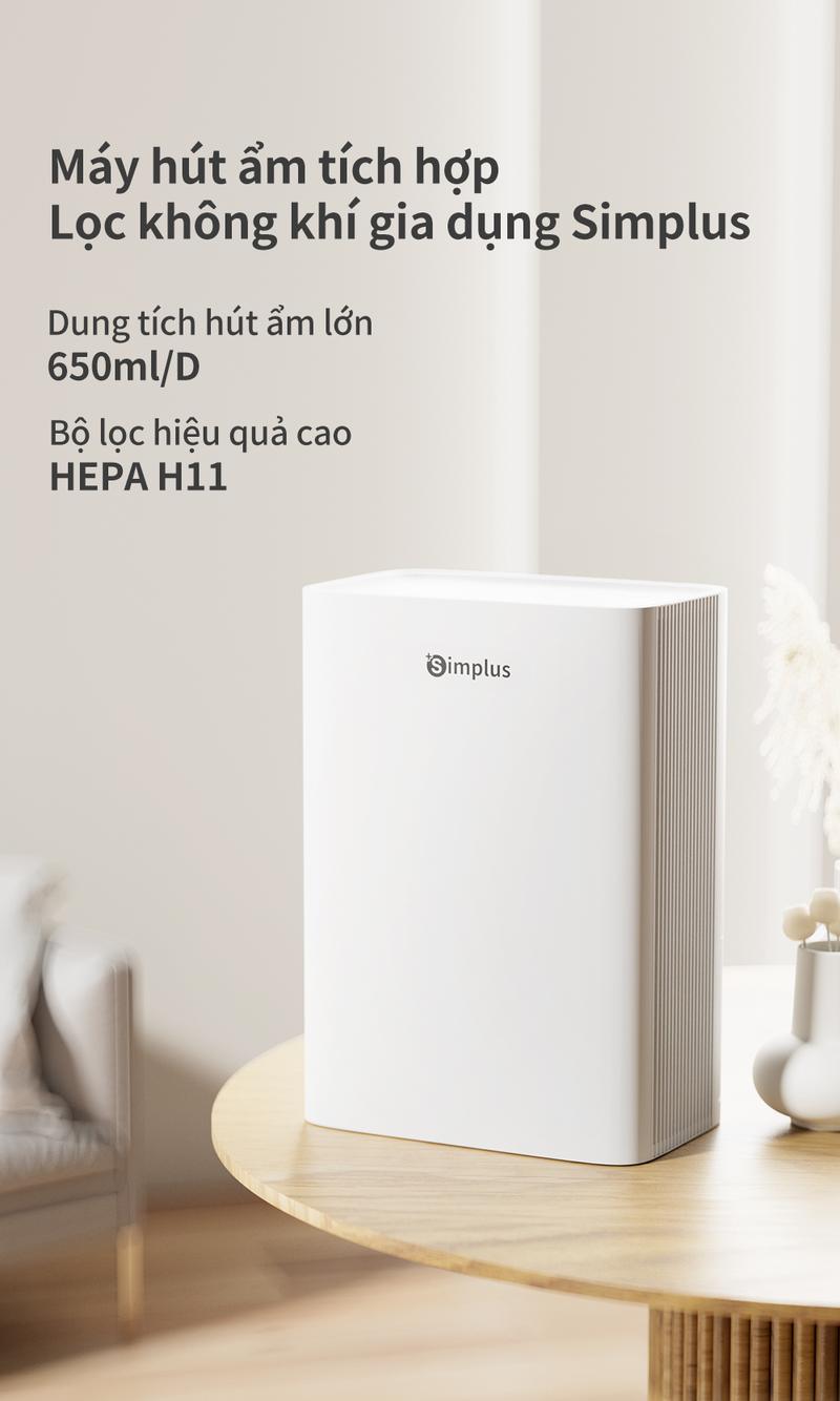 Product Introduction of SimplusVN Máy Hút Ẩm và Lọc Không Khí PM2.5 CUSH005, Công Suất Hút 650ml/ngày,  Bình Chứa Nước 1.5L, Vừa Hút Ẩm Trời Nồm, Vừa Lọc Không Khí, Bụi Mịn, Bảo hành 1 năm chỉ đổi không sửa 11