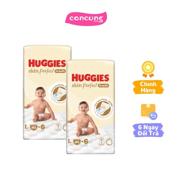Combo 2 Tã quần Huggies SkinPerfect Pants (L, 9-14kg, 60+6 miếng)