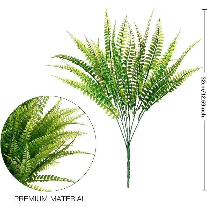 Artificial Fern Leaves, Fake Boston Fern Leaves, Outdoor UV-Protection Non-fading Leaves, Decorative Flowers for Home Party Wedding, Plants, Artificial Trees, Garden Decorations, Decoration Items 1