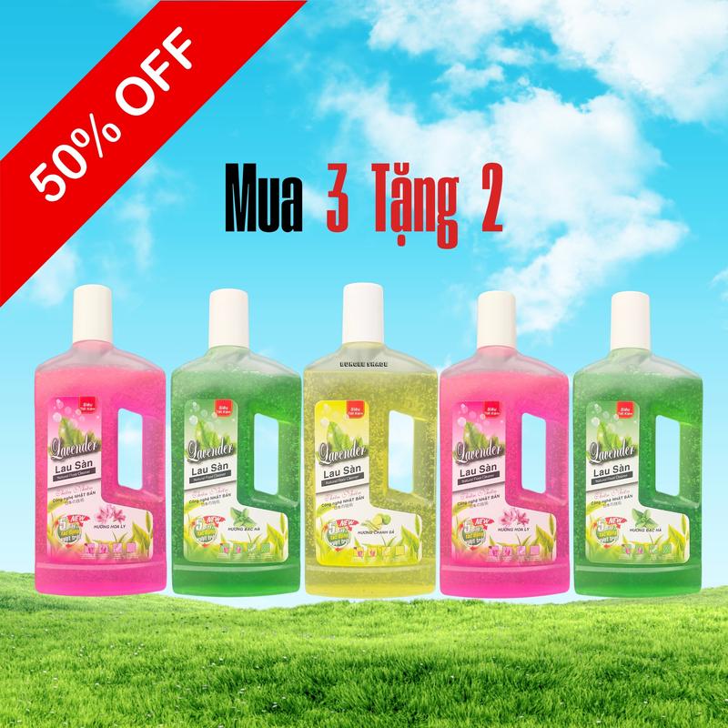    COMBO 5 CHAI   Nước Lau Sàn LAVENDER. 3 Mùi Hương: Hương Hoa Ly Hương Bạc Hà Hương Chanh Sả. Làm sạch Sạch Sàn Nhà Thơm Ngát Mỗi Ngày. Dung tích 1000ML Chai 