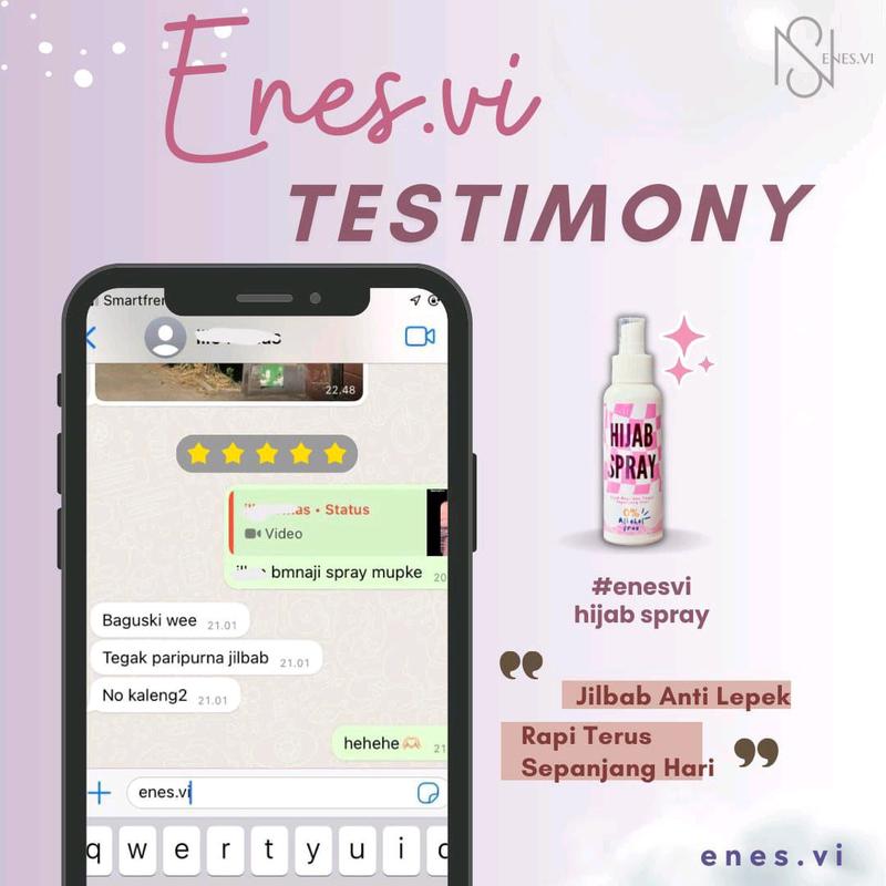 Hijab spray Enes vi Anti Leyot parfum pewangi jilbab kerudung anti lepek 100 Ml 5