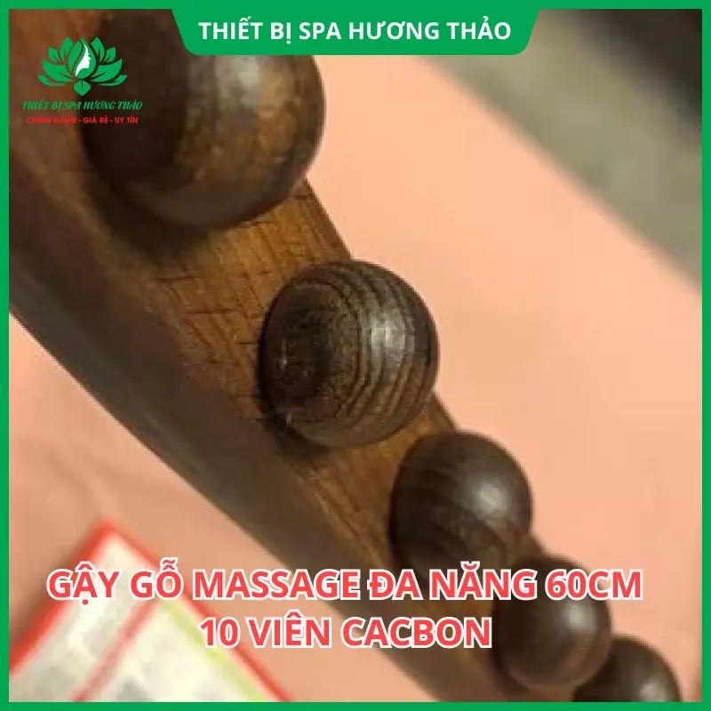 Gậy massage gỗ carbon lưng, bụng, mặt, chân 2 hàng 20 bi 6