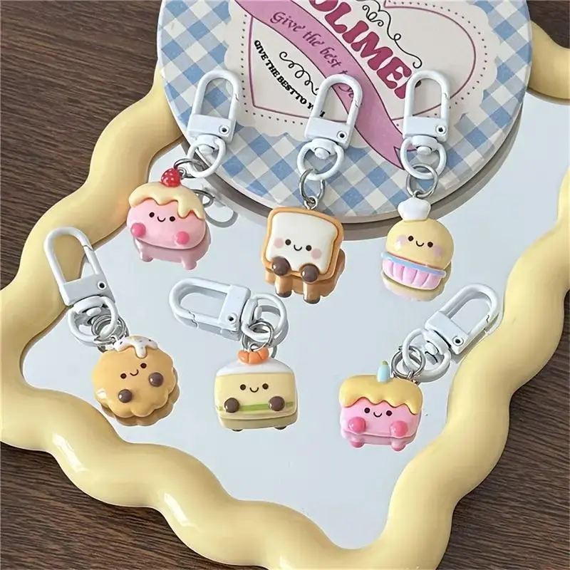 Cute Cartoon Food Design Keychain, 6/12pcs Mini Dessert Design Keychain, Bag Charm, Party Gift for Friends, Party Favors 0