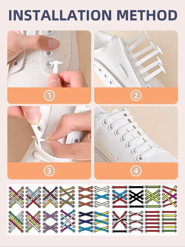 2024 Simple Silicone No Tie Shoe Laces, Casual Matching Minimalist Shoes Shoelaces, Stretch Shoelaces for Trainers, Sneakers, Sports Shoes, Combat Boots 5
