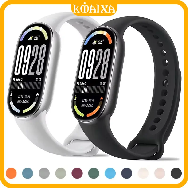 Silicone Rubber Strap for Tali Jam Tangan Smartwatch Mi Band 10 9 8 NFC Sport Soft Band Polos Warna Bracelet Belt Repalcement Belt Accessories for Xiaomi Miband 10
