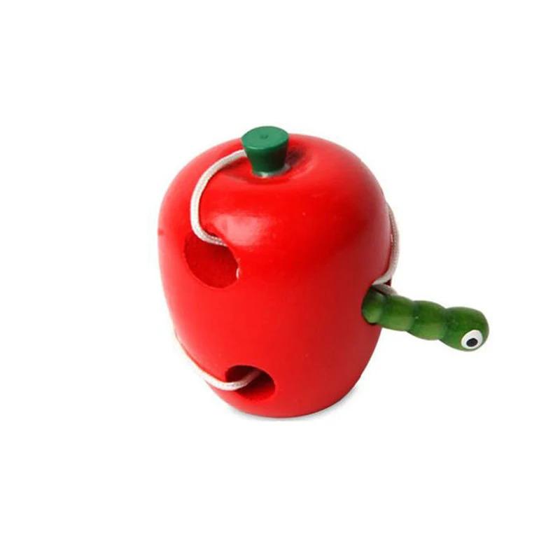 Product Introduction of Montessori Educational Toys Fun Wooden Toys Bugs Eating Fruit Apple Pear Early Education Teaching Aid Toys Gift 12