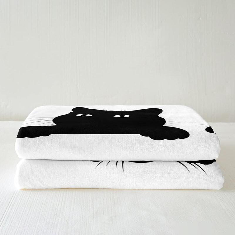 Black Cat Print Flannel Fleece Blanket for Children Girls, with Pet Cat Pattern & Animal Theme, Cuddly|#CuteBlankets #FlannelFleece #CatPrint #AnimalTheme 4