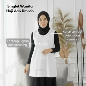 Singlet Wanita Putih Tanktop Kantong Dalaman Umroh Muslimah Simple