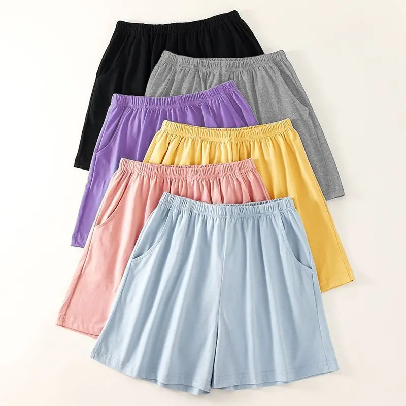 Loungewear Pants Sleeping Pants Women's Cotton Thin Summer Short Pants Plain Colour Loose Plus Size Comfortable Home Pants