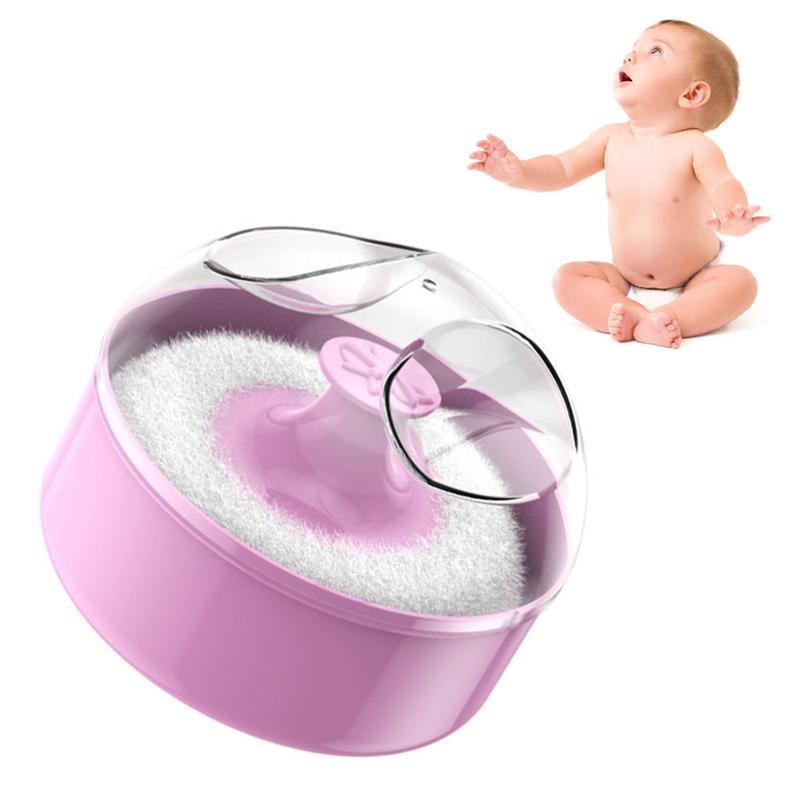 WANG Baby Body Cosmetic Powder Puff for Kid Toddlers Infant Baby Body Powder Puff and Container Case Empty Loose Powder Box 1