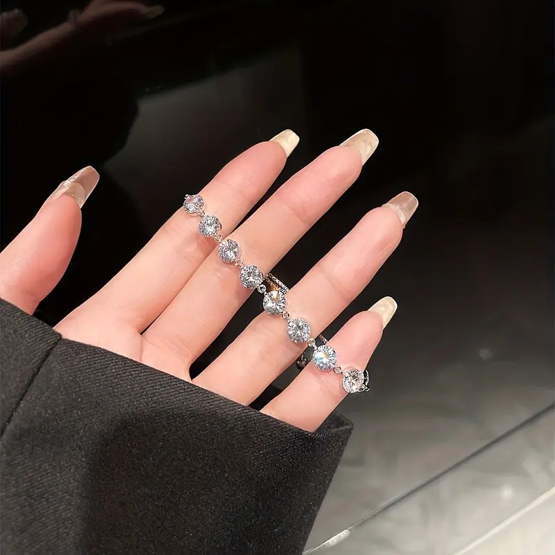 Vòng Tay Đá Zirconia Tổng Hợp Lấp Lánh Lộng Lẫy, 1 Chiếc, Có Thể Điều Chỉnh Kích Thước, Trang Sức Trang Trí, Phổ Biến, Thích Hợp Cho Nam Và Nữ, Quà Tặng Trang Sức Tay Cho Vợ Và Bạn Gái 1