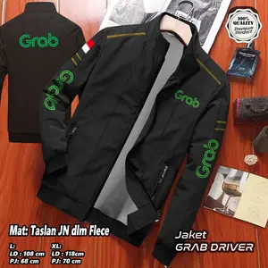 JAKET PARASUT DRIVER GRAB TERBARU / JAKET DRIVER GRAB PRIA WANITA / JAKET DRIVER BOLAK BALIK / BISA CUSTOM SABLON SESUAI PESANAN Motor Keren Tebal Hitam Kantong