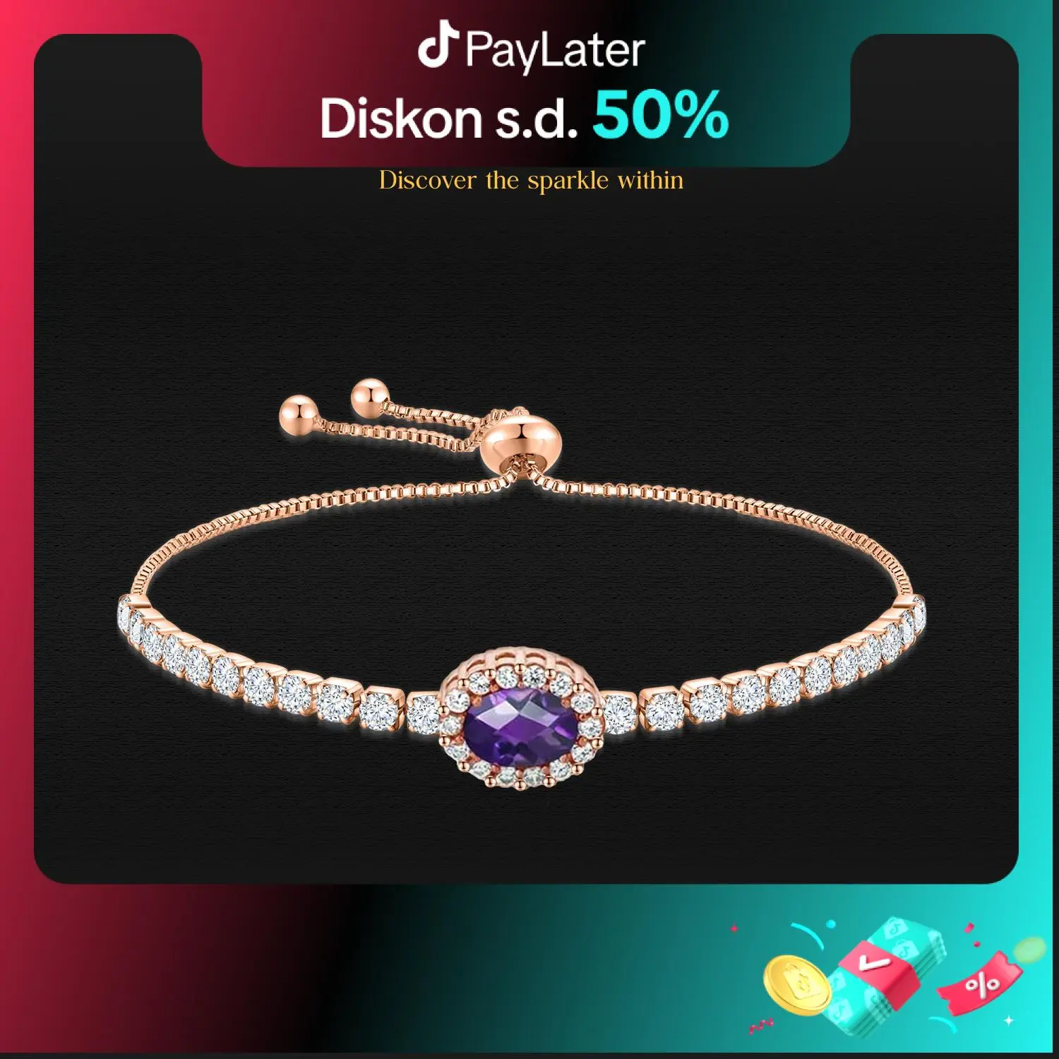 OS2-B15-PL Gelang Bracelet Perhiasan Wanita Fashion Tangan Bangle Couple  Couple Pasangan Wanita High Quality Grade VVS1 5A Store Anti Karat Luntur Berubah Garansi 1 Tahun B15-PL COD