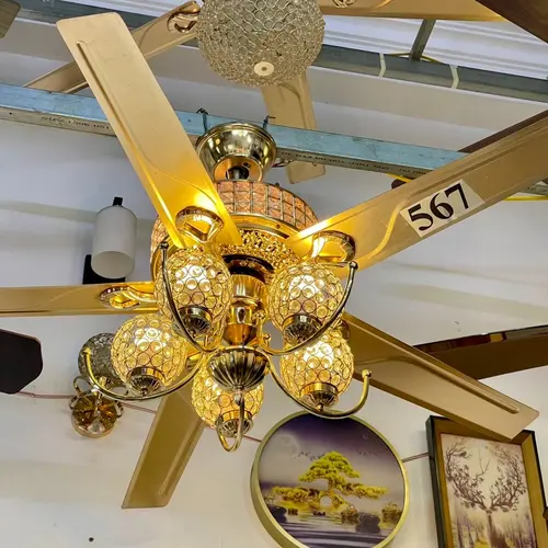 Quạt Trần  5 Chao Lê 5 Cánh Thép Vân Gỗ Cánh Dài Rộng Mát Sử Dụng Làm Mát Và Trang Trí Cực Đẹp Cho Mọi Không Gian Nhà Bạn[ BẢO HÀNH 10NĂM}