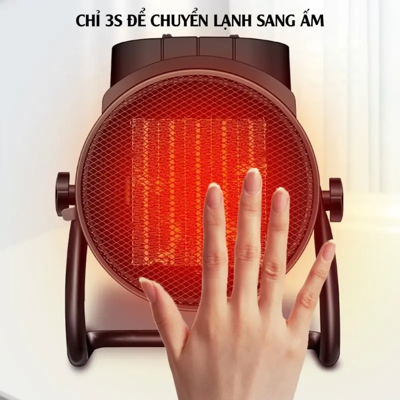 Máy sưởi gốm hai chiều công suất 2000W, Quạt sưởi ấm mùa đông 3 mức nhiệt tiết kiệm điện, Đèn sưởi cho bé không gây khô da, Đèn sưởi nhà tắm, phòng ngủ, Quạt sưởi để bàn mini 4