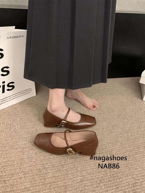  GIÀY BÚP BÊ NAGASHOES MŨI VUÔNG PHỐI KHÓA 3P NAB86 