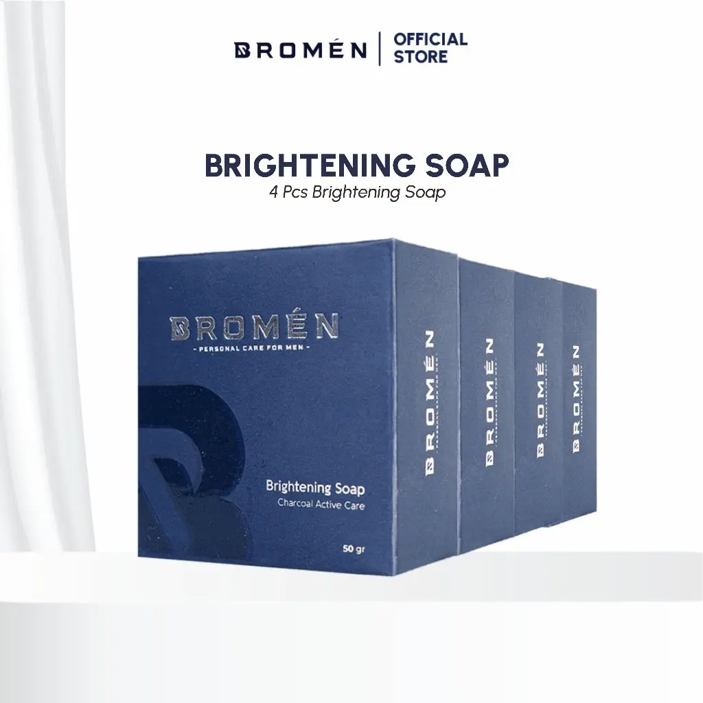 BROMEN Bundle 4 pcs Brightening Soap - Sabun Cuci Muka Pemutih Pria Anti Kusam Wajah Perawatan