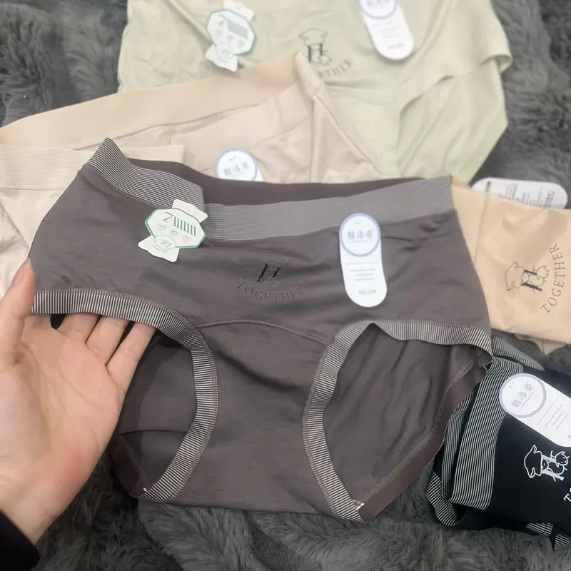 Quần Lót Nữ Mát Mịn Không Xù Set 5 Quần Sz 50-60kg Cạp Cao Phương Bra - Women 6