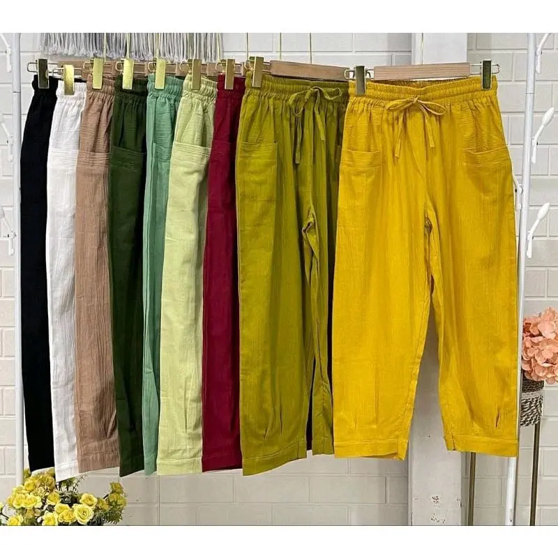 CELANA7/9 CRINGKEL LINEN Panjang Katun Karet Lembut Nyaman Wanita Kain Standar Fit Formal celana jumbo 4