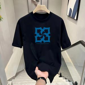 ผ้าฝ้ายคอกลมแขนสั้นเสื ้อยืดผู้ชายเทรนด์ภาษาอ ังกฤษพิมพ์ฤดูร้อนด้านบ หลวมพร้อมเสื้อยืดขนาด