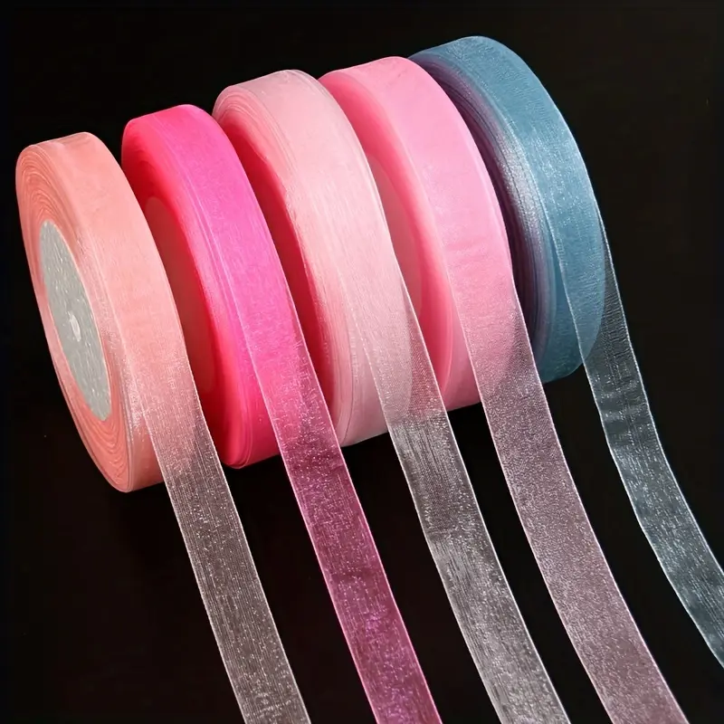 10mm (45 Meters/Roll) Organza Ribbon Packaging Christmas Party Home  Packaging Wedding Decorative Tapes Chiffon Ribbon wedding  centerpieces 1