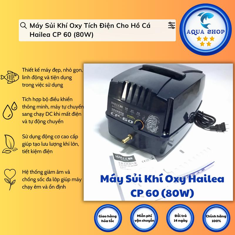 Máy Sủi Khí Oxy Tích Điện Cho Hồ Cá Hailea CP 60 (80W)