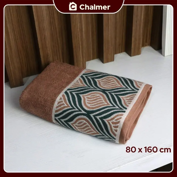 Handuk Besar Jumbo Chalmer 80 x 160 cm Handuk Mandi Dewasa Motif Maize - Cokelat Muda