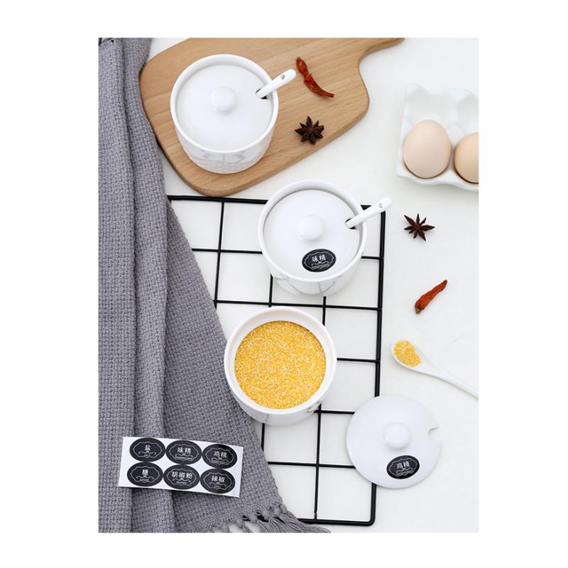 Product Introduction of Ceramic Seasoning Jar Combination Household Box Set High Temperature Resistant Pepper Salt Sugar With Spoon And Label Kitchen Utensils 29