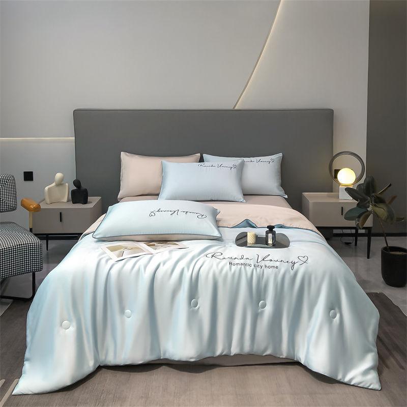 Product Introduction of 2025 Summer Washed Silk Summer Quilt Ice Silk Tencel Summer Quilt Four-Piece Set Double Machine Washable Air Conditioning Quilt Summer Thin Quilt 20