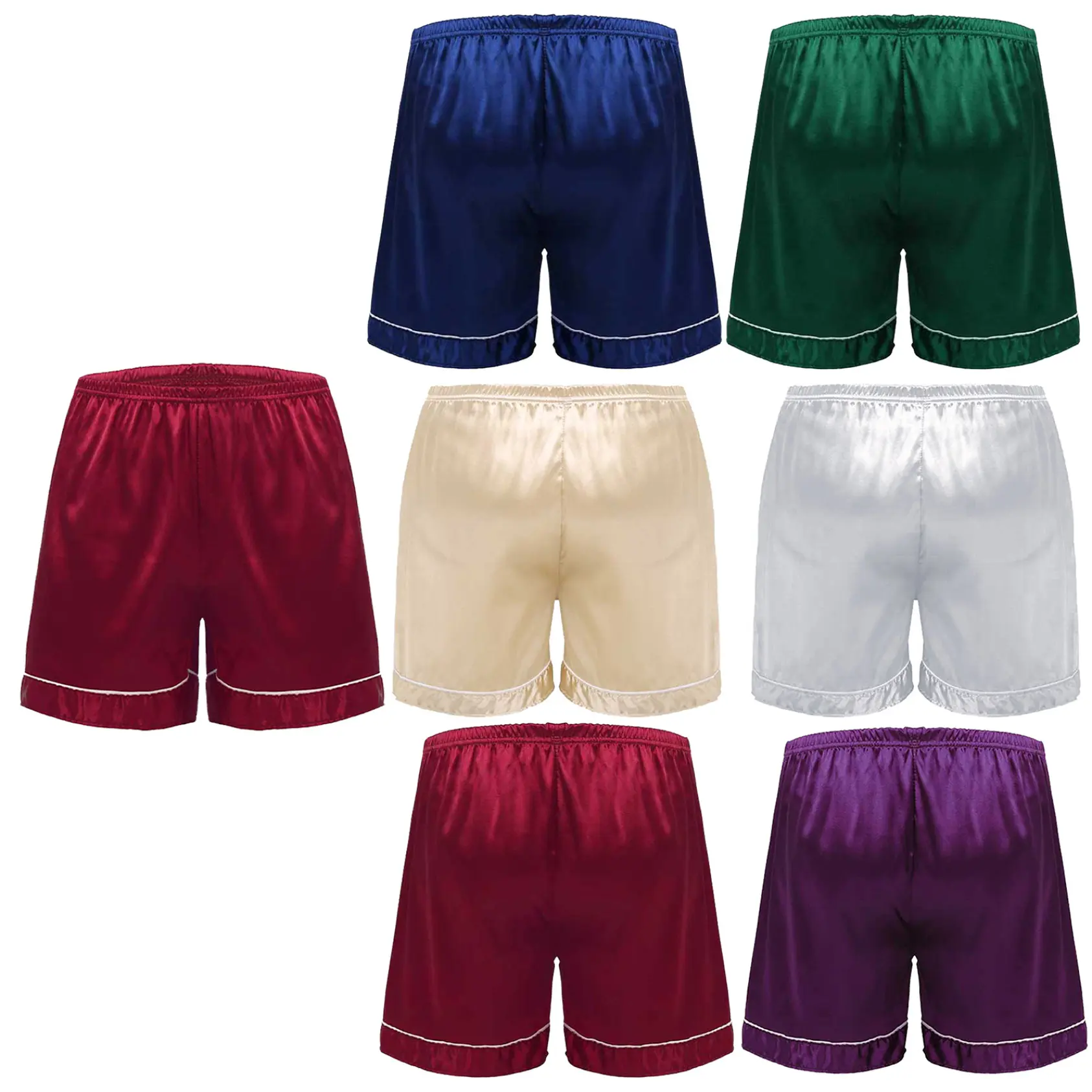 Yhong Mens Silk Satin Pajamas Bottom Shorts Elastic Waistband Short Pants Sleepwear Nightwear Loungewear Menswear