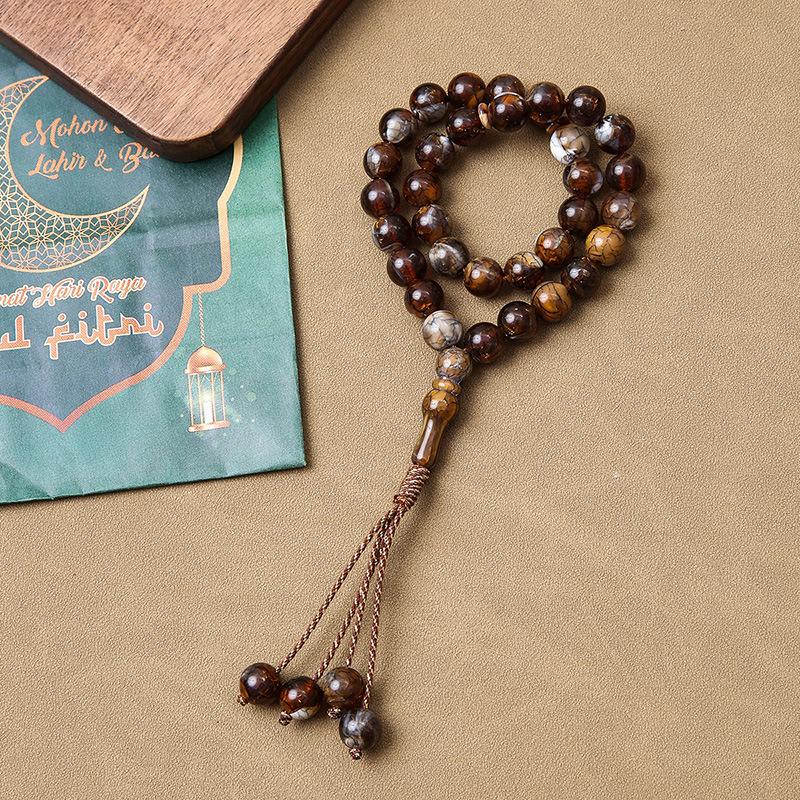 Product Introduction of [LIMITED] Islamic Prayer Beads 33 Natural Coconut – Cracked Texture Misbaha Dhikr Counter, Handcrafted Muslim Accessory for Women/Men 3