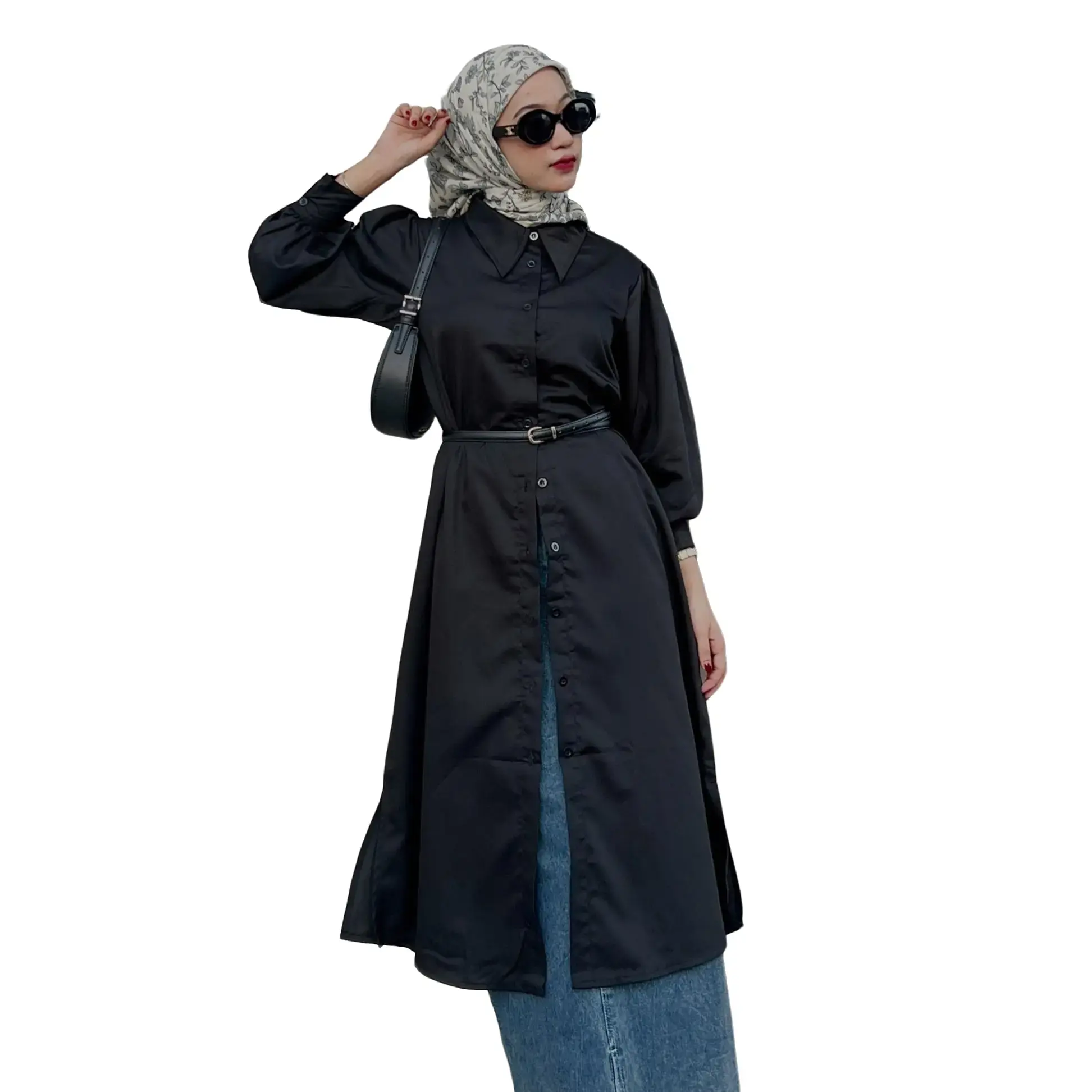 Syabnam Official - Alice Tunik With Obi Belt | Atasan Tunik Wanita Kancing Nyaman Panjang Variasi