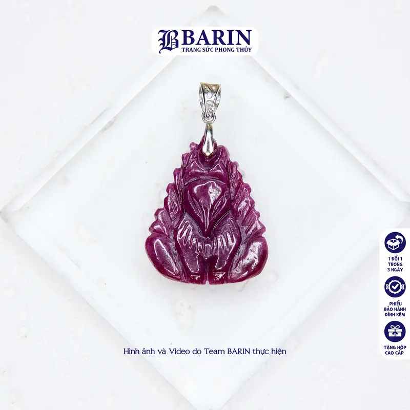 Mặt dây chuyền hình hồ ly chúa 9 đuôi màu tím nước bóng đẹp hợp tất cả mệnh BARIN 4