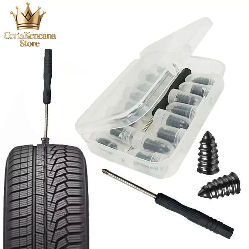 21Pcs/Set Tambal Ban Tubeless Universal Kit Perbaikan Ban Tusukan Paku Lem Gratis Mobil Skuter