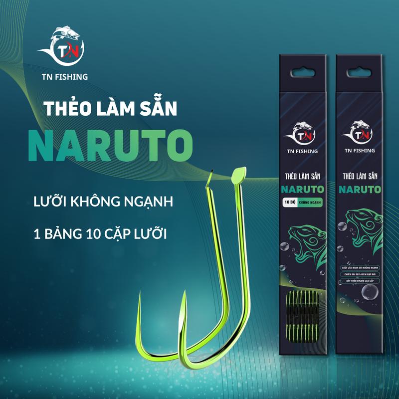 Thẻo Làm Sẵn Naruto Không Ngạnh 45cm - Lưỡi Câu Nanh Sói - Có Nút Thắt Câu Cá Đi Câu