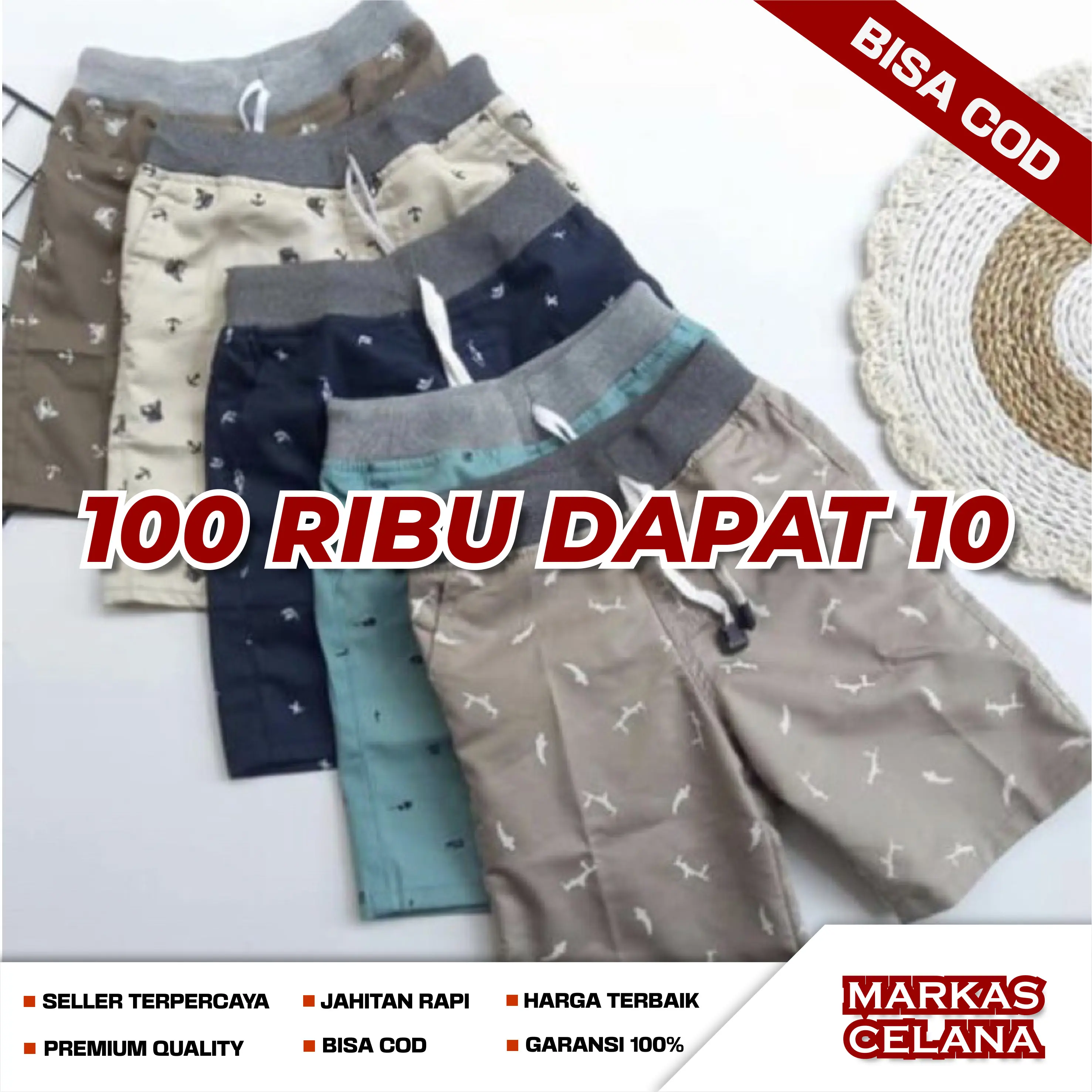 Paket 100 ribu isi 10 pcs Celana Anak umur 3 - 12 tahun / Celana Anak Printing Sablon Fashion