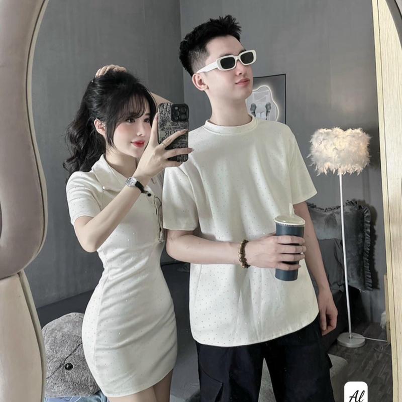 Áo đôi nam nữ đính đá xinh 2 size s và m 2