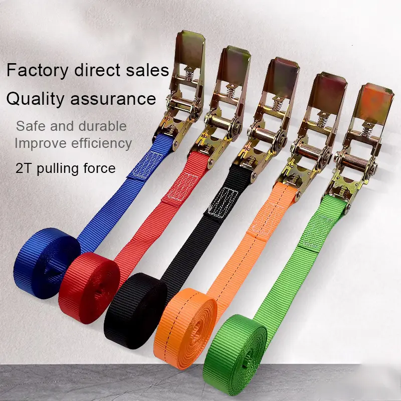 1 PCS 2/3/4m Heavy Cargo Strapping High Strength Ratchet Tie Down Hold Strap Adjustable Cargo Straps