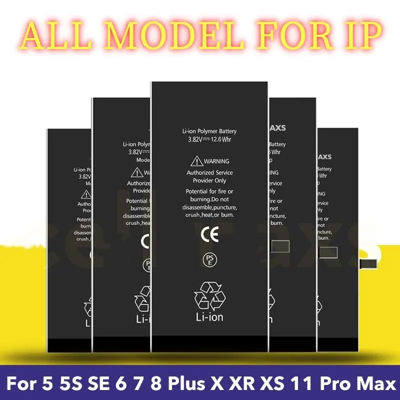 MK electronic ALL FOR IP High Capacity 2200mAh 3100mAh 3400mAh Battery For 6 6s 7 8 Plus X XS XR MAX 11 12 PRO MAX ABI Accessory Batteries